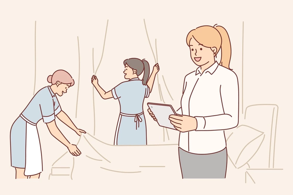 using tablet for hotel housekeeping