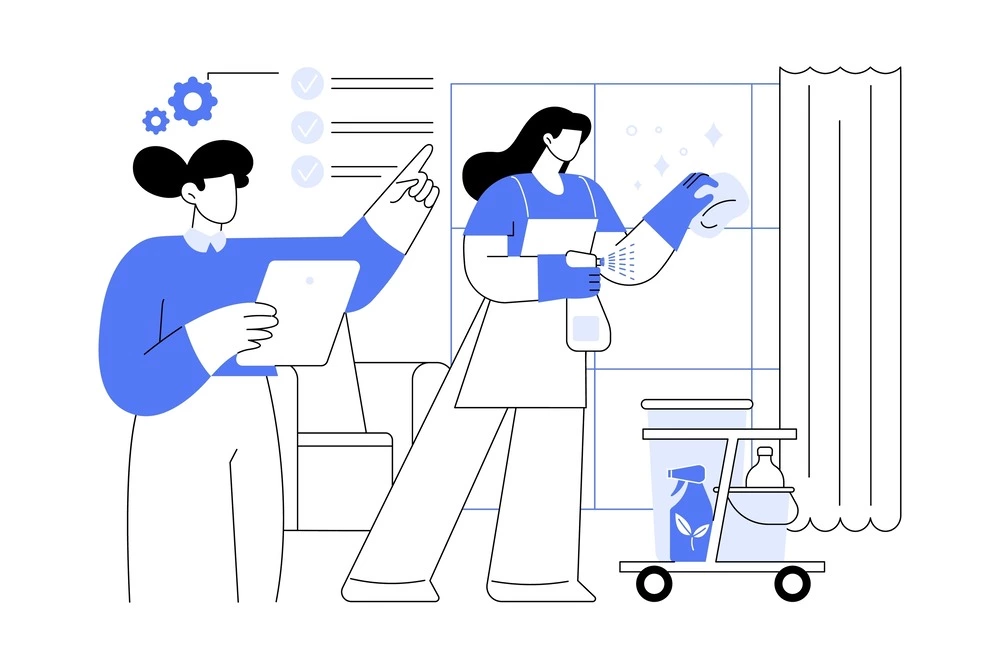 using tablet to communicate with housekeeping